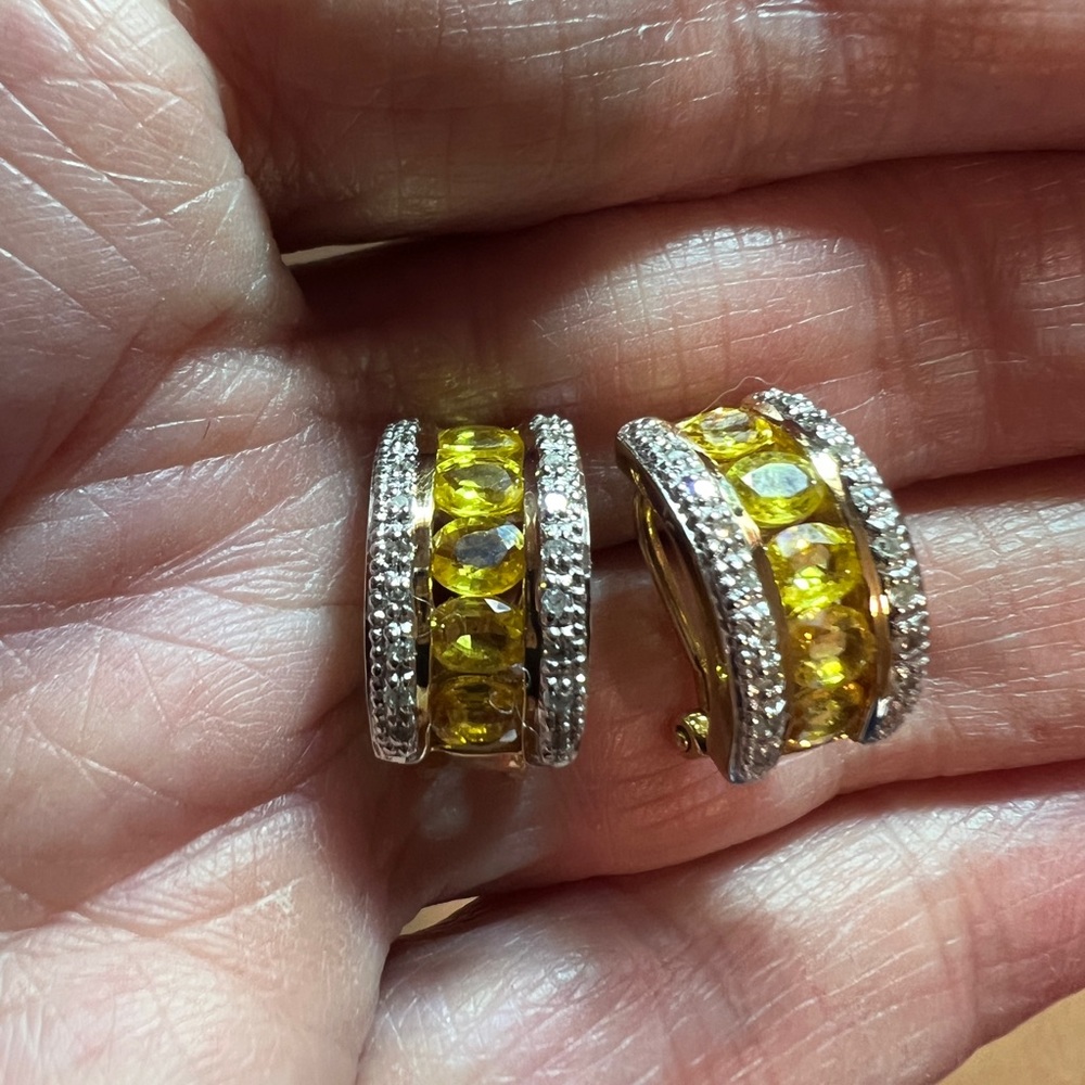 14kt yellow gold, yellow sapphires and diamonds, new with appraisal.